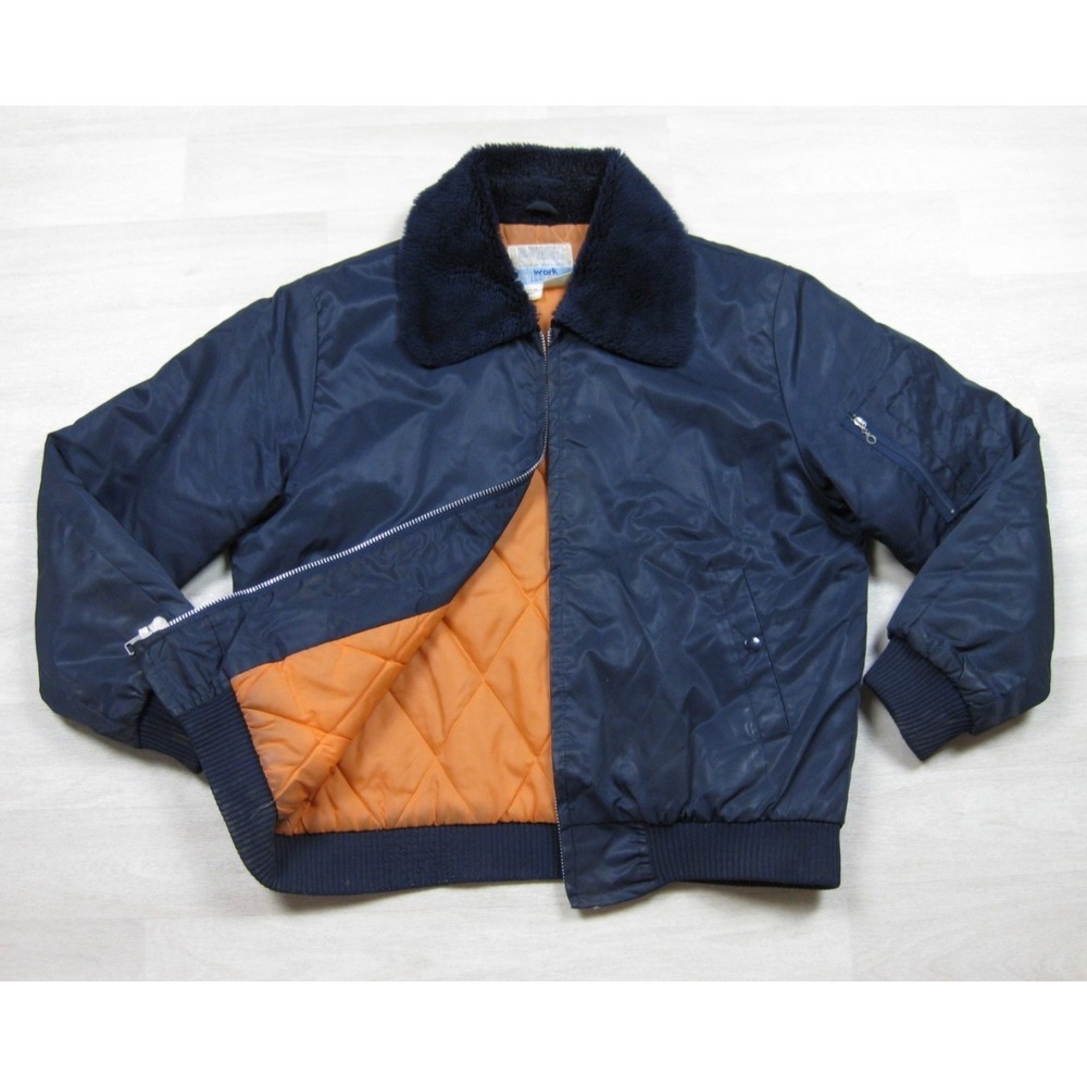 Vintage 70s Sears Work Leisure Bomber Jacket Men's (L) Fur Collar Workwear